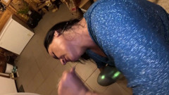 Deep Blow-job and Cum Play on My Shiny Cameltoe 285