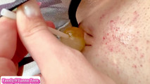 Innocent girl plays with lollipops in her pussy close up