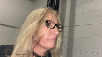 Risky hotel stairwell blowjob and facial, public cumwalk