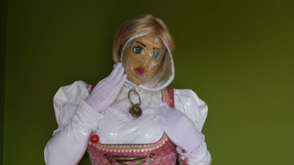Dirndl Shemale smells Cum in Mask