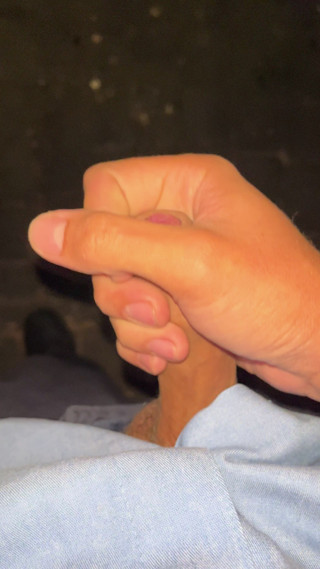 Twink boy masturbating dick in public