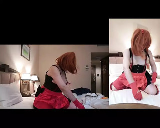 Anime Coschuum, masturbation in a black corset