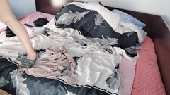 Amateur Wife Masturbates with Fingers in Pussy and Orgasm with Moans