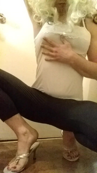 SissyToes in cute new outfit &amp; blonde wig!!