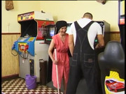 Horny gilf sucks a younger guy's cock and gets fucked