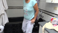 My wife's stepsister shows off, urinates, masturbates and I cum on her tits