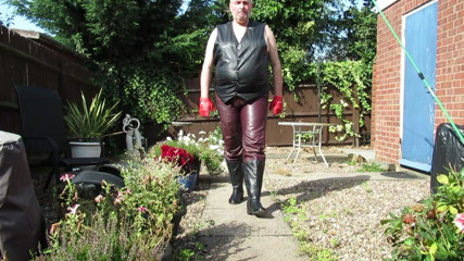 Enjoying more leather today in the garden