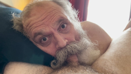 Moustache Grandpa Cocksucker Gives Glorious Suck Job