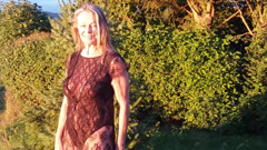 Granny Is Wearing a Sheer Bodysuit Outside