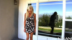 Blonde bombshell Eden rides rocker for first time