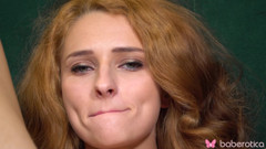 Solo redhead Lucianna Lucci masturbates at home with a huge dildo,in 4K.