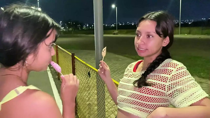 I FUCK MY GIRLFRIEND AFTER I INVITE HER TO GO FOR A WALK AND MY EX SELLS ICE CREAM AND WE ALMOST MAKE A THREESOME