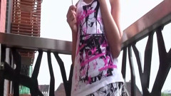 Brunette Spreads Pink Pussy Wide with Lollipop