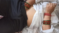 Desi married women  pressing her hot boobs and rubbing her pusssy while she is alone and and wearing office dress