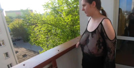 Trying on see-through blouses