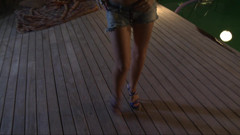 Jordanne Lovely Brunette Strip at Swimming Pool