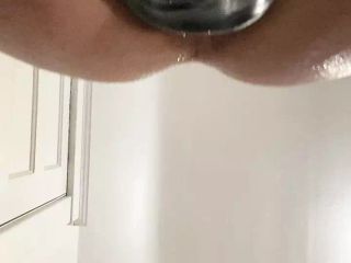 Sweaty ass riding huge dildo on mirror