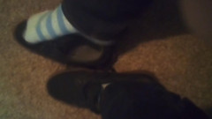 Black Dress Shoes & Cute Fuzzy Striped Dirty Socks (no Audio)