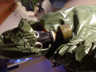 gasmasked perv  green ABC Cape lover latex bessy POV Ass Dildo riding