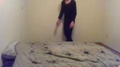 Clothed Transgirl Hoping You a Good Nite & Making a Guest Bed for You (sfw)