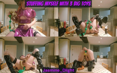 Jasminedlight - Stuffing Myself with 3 Massive Toys -2 Strings of Balls and a Double Ender Before Bed thumbnail