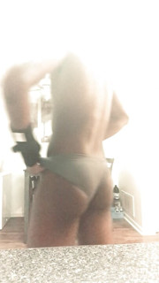 In the kitchen in my undies