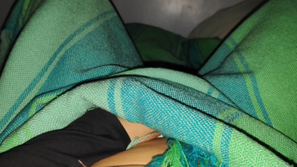 A wife with huge breasts masturbates in bed with her brother-in-law listening in the other room.
