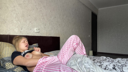 My stepmom was left alone at home and cummed 2 times