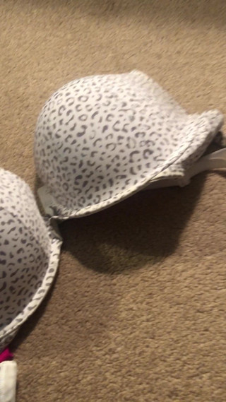 Stroking with wifes bras and some panties  cumshot on bra