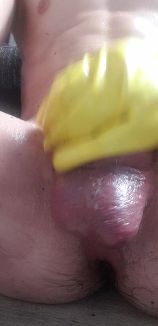 Cock Wanking with Rubber Gloves
