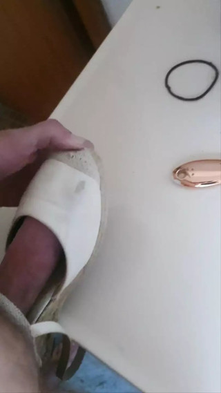 Fuck and cum in my girlfriends beige wedge