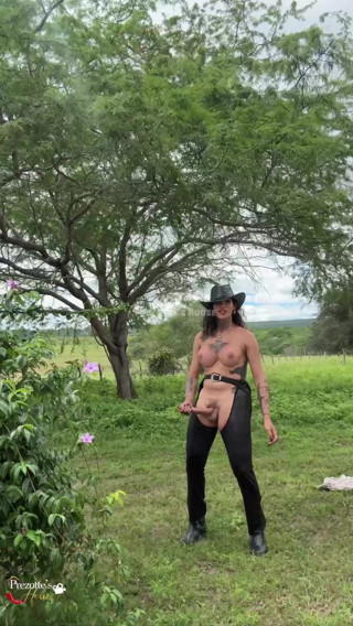 Sabrina Prezotte, the Transvestite with a Big Dick, Visits Her Client's Farm and Squirts a Lot of Milk