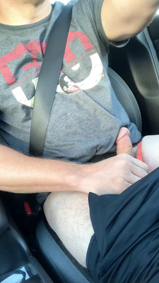 Driving in panties and masturbating