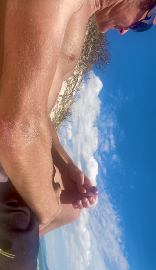 So horny &amp; Stroking my dick on Sunset Beach