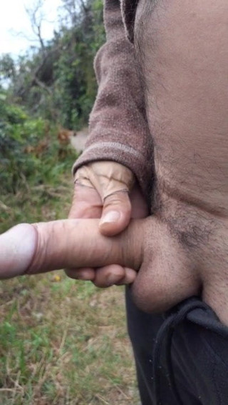 Walking the tracks at the beach with my cock in my hand