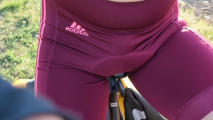 Title: Tight Bike Shorts & Outdoor Piss with uncut dick- Two Perspectives on My Bike Ride