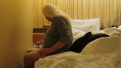 Sexy Granny puts on knee highs 4 U