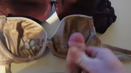 3 Cumshots on sexy underwear BH Thong boots by horny Userin