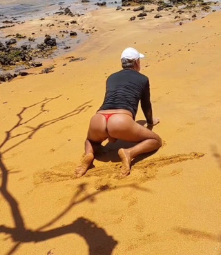 Ladysilva Showing off Her Hot Ass in Panties on the Beach thumbnail