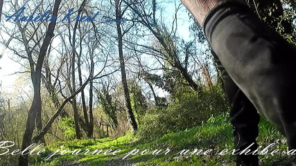 Slut walking in forest to see river The Rhone