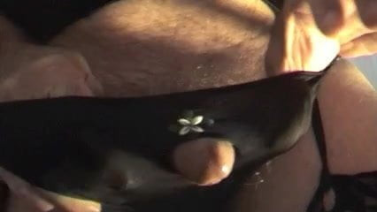 black satin panty cummer