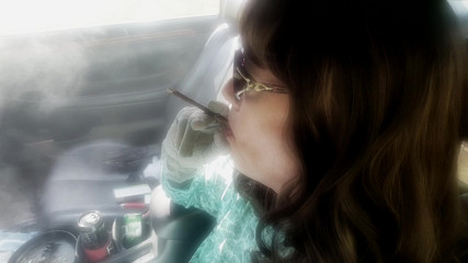 TS BI GILF that loves to smoke long cigarettes VS120 &amp; More120 menthols in her car thumbnail