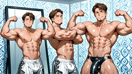 Ai Sexy Oiled Muscle Men