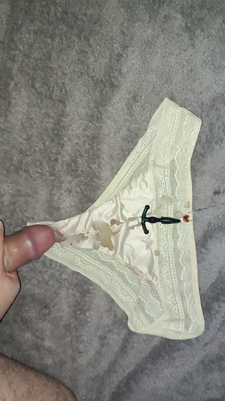 Big cumshot on the thong of the liyceennne as described in Suzie's panties, Insertion urethra thong ejaculation good handjob
