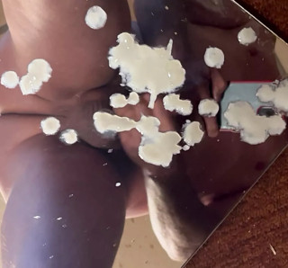 Huge cum shot in mirror thumbnail