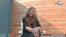 German mature neighbor masturbates in the garden until orgasm