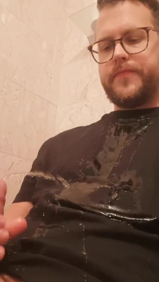 Pissing all over me with hard cock