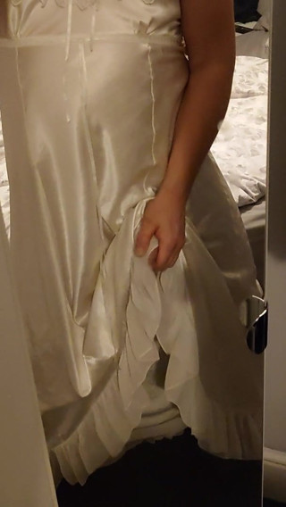 Satin nightgown wank