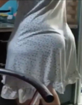 Mature mom with big puffy ass in kitchen, homemade, amateur