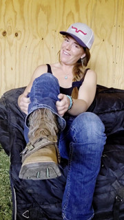 Redhead Shows off Feet and Naked Body Smelling Boots Socks and Feet